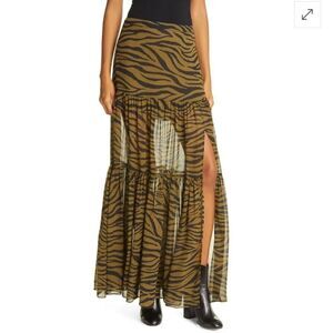 NWOT Veronica Beard Women's Silk Tiered Maxi Serence Skirt Size 10 Olive